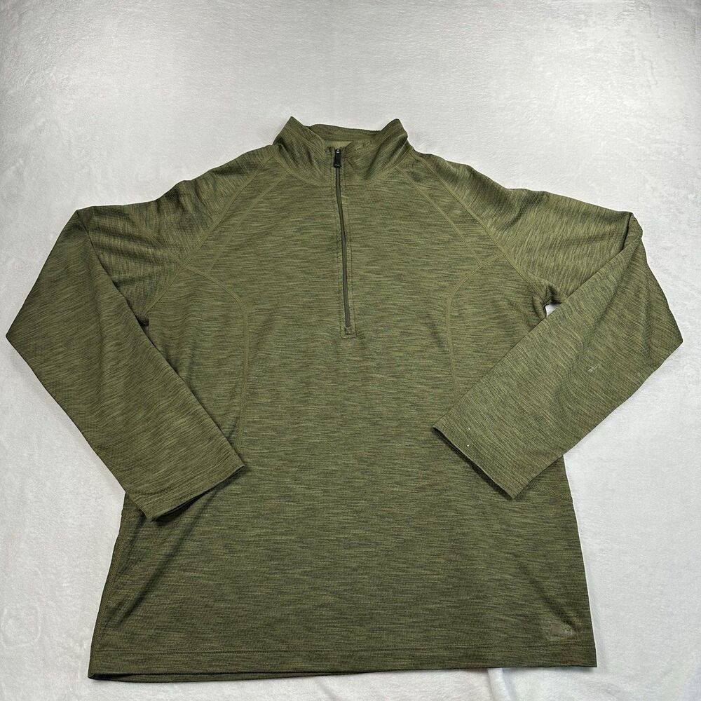 REI Men’s Large Green Quarter Zip Pullover Athletic Hiking Activewear Made USA - Picture 2 of 14